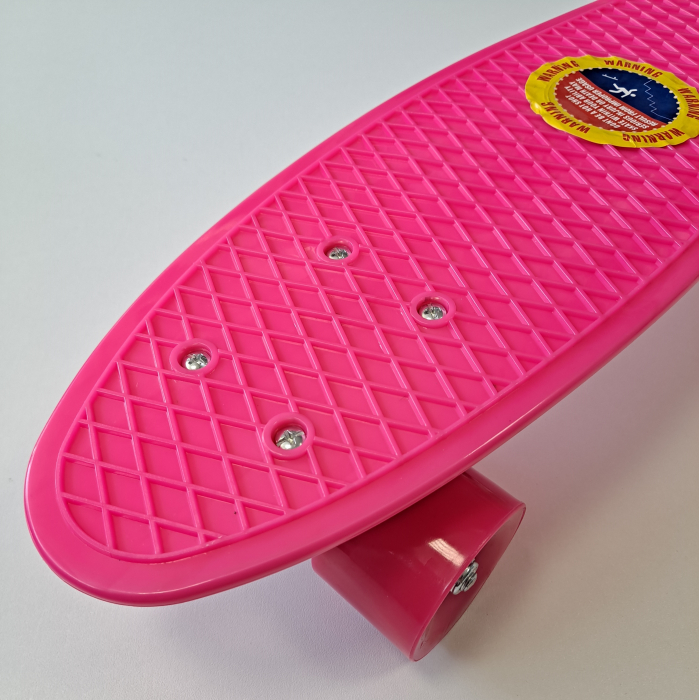 Penny Board cu roti de silicon, 55 cm, Roz [3]