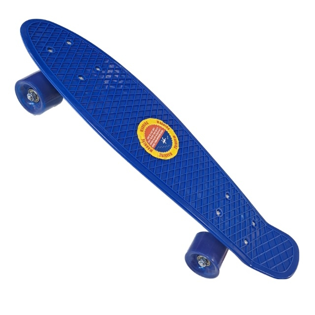 Penny Board cu roti de silicon si lumini LED, 55 cm, albastru [3]