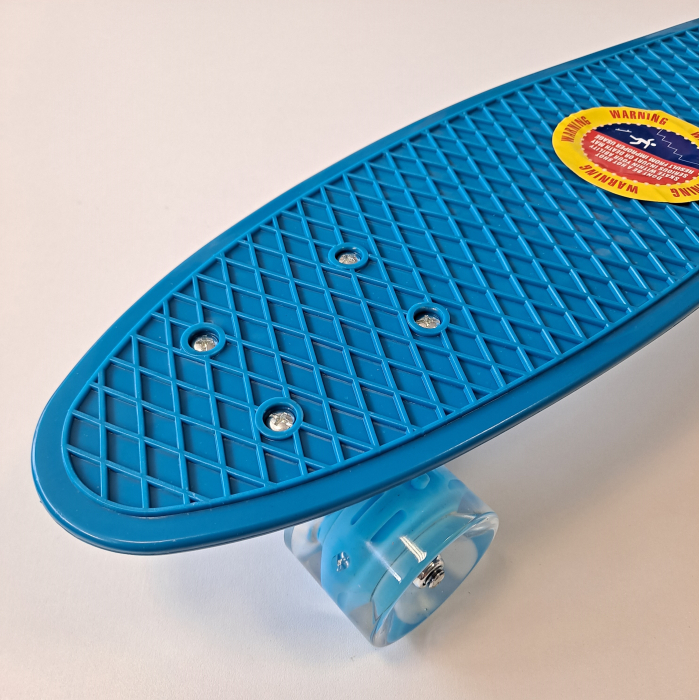 Penny Board cu roti de silicon si lumini LED, 55 cm, Albastru [3]