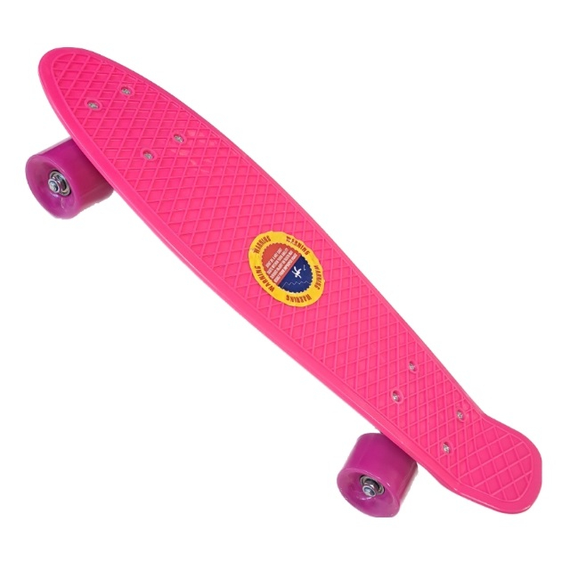 Penny Board cu roti de silicon si lumini LED, 55 cm, roz [3]