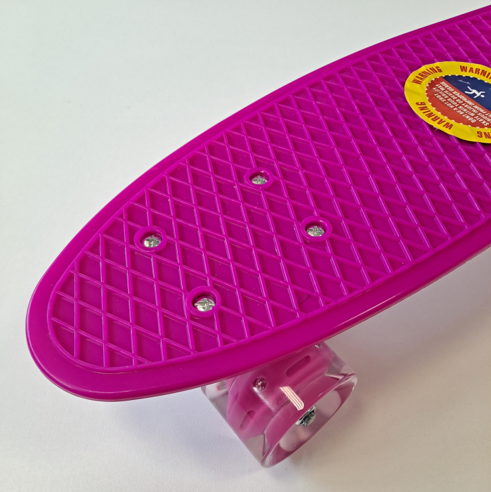 Penny Board cu roti de silicon si lumini LED, 55 cm, Roz [3]