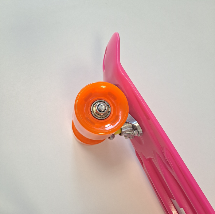 Penny Board cu roti de silicon si lumini LED, 55 cm, roz/portocaliu [4]