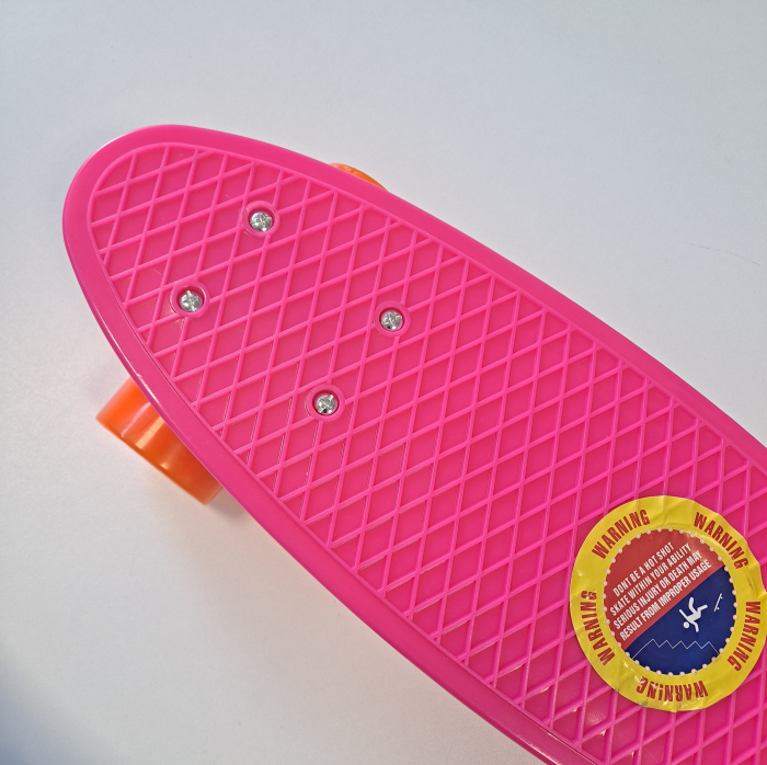 Penny Board cu roti de silicon si lumini LED, 55 cm, roz/portocaliu [2]