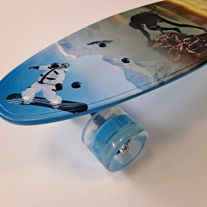 Penny Board cu roti de silicon si lumini LED, Graphic Print, 56 cm, multicolor, model B [3]