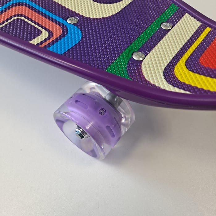 Penny Board portabil cu roti de silicon si lumini LED, 58 cm, multicolor, model B [3]