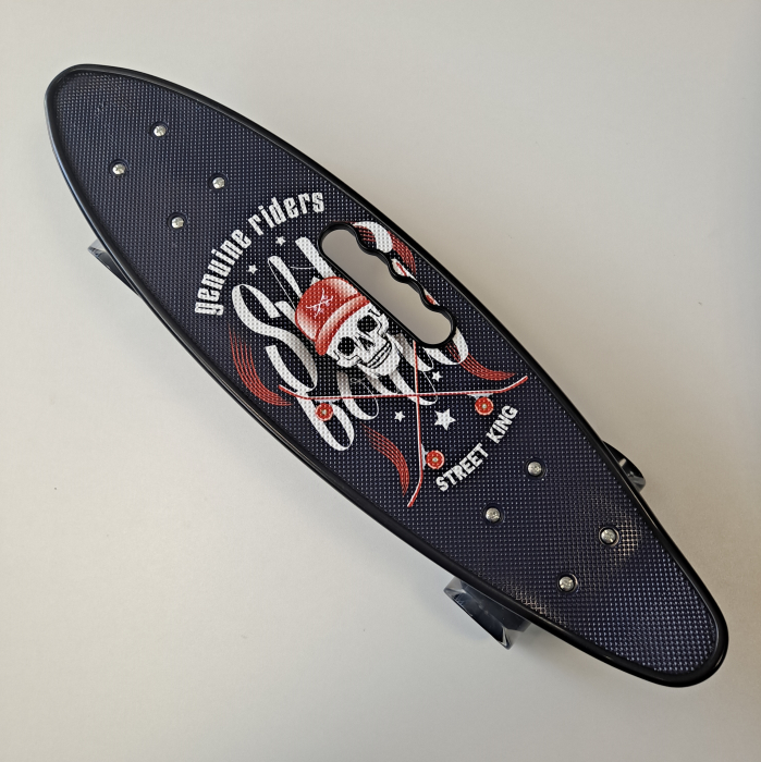 Penny Board portabil cu roti de silicon si lumini LED, 58 cm, multicolor, model D [4]