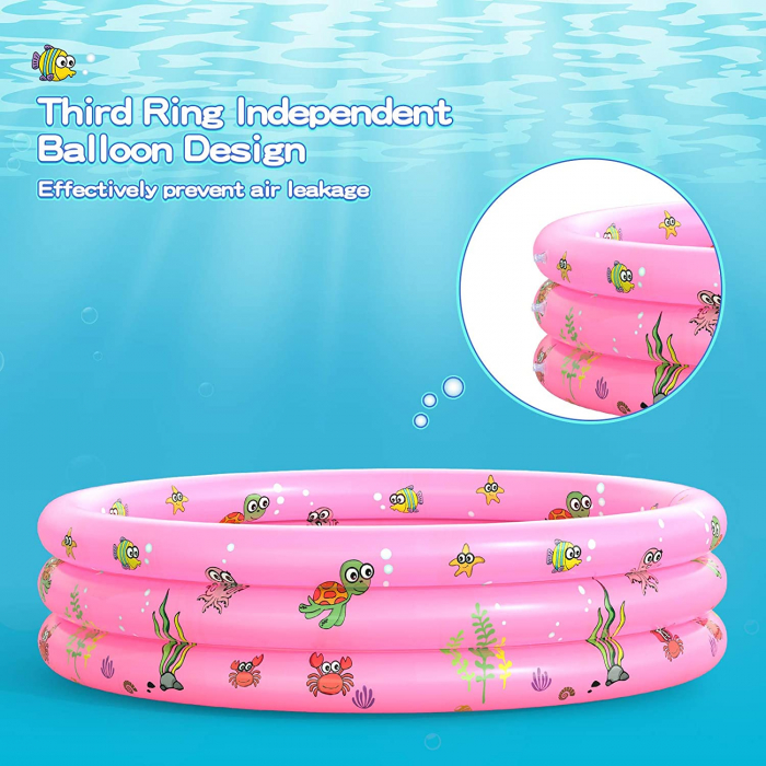 Piscina gonflabila cu podea moale pentru copii, 100x35 cm, roz [4]