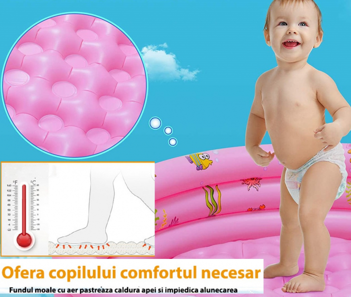 Piscina gonflabila cu podea moale pentru copii, 100x35 cm, roz [2]