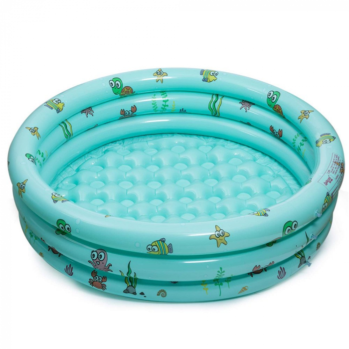 Piscina gonflabila cu podea moale pentru copii cu 50 bile colorate incluse, 100x35 cm, verde [6]
