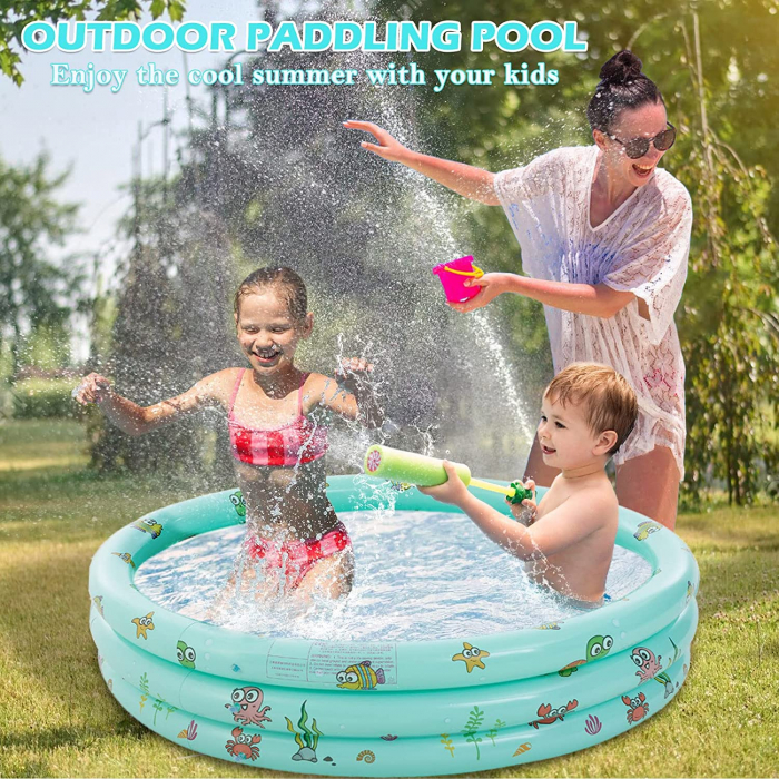 Piscina gonflabila cu podea moale pentru copii cu 50 bile colorate incluse, 150x35 cm, verde [4]