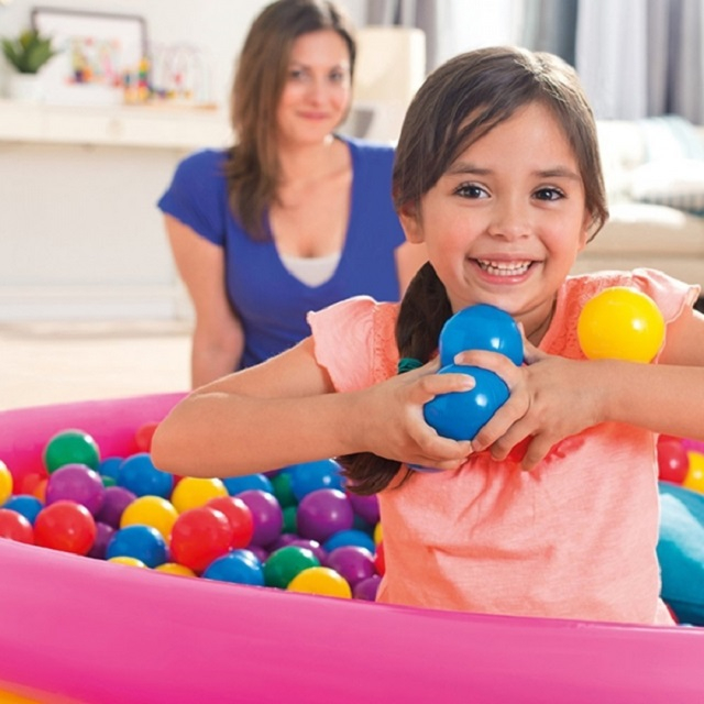 Piscina gonflabila Curcubeu cu podea moale pentru copii, 50 bile colorate incluse, 110x30 cm [3]