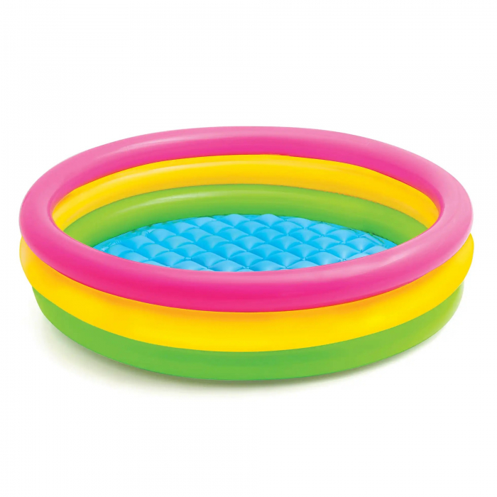 Piscina gonflabila Curcubeu cu podea moale pentru copii, 50 bile colorate incluse, 150x35 cm [6]