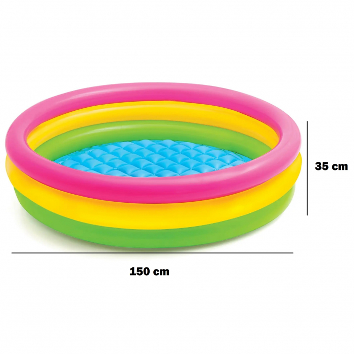 Piscina gonflabila Curcubeu cu podea moale pentru copii, 50 bile colorate incluse, 150x35 cm [8]