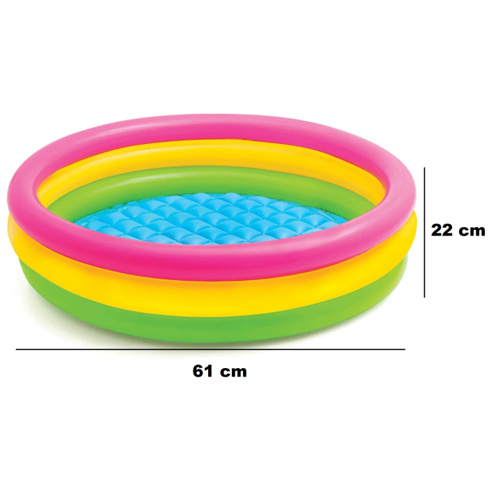Piscina gonflabila Curcubeu cu podea moale pentru copii, 61x22 cm, multicolor [5]