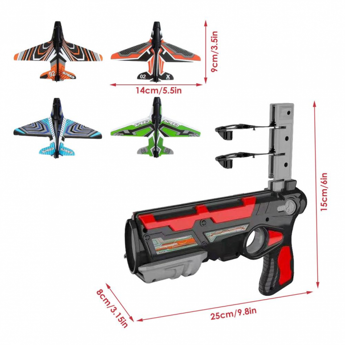 Pistol lansator de jucarie cu 4 avioane Air Battle, multicolor [9]