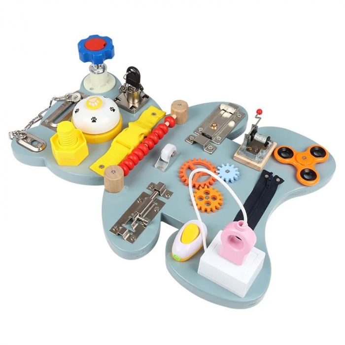Placa activitati Busy Board Ursulet 16 in 1, multicolor [3]