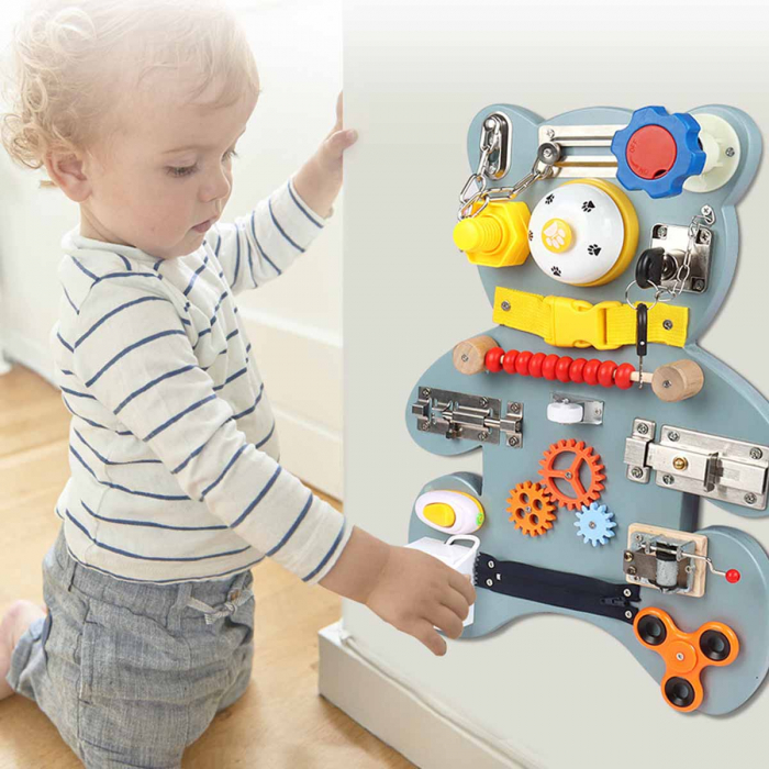 Placa activitati Busy Board Ursulet 16 in 1, multicolor [2]