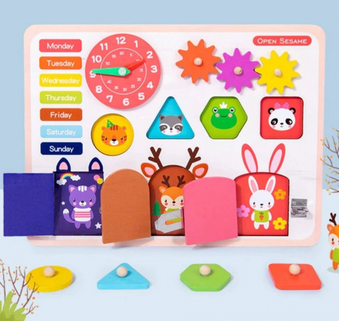 Placa Busy Board cu forme si calendar Open Sesame Locks, multicolor [2]