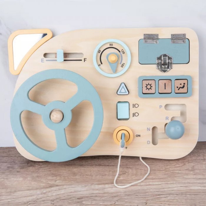Placa Senzoriala Busy Board cu volan, activitatile unui sofer, multicolor [2]