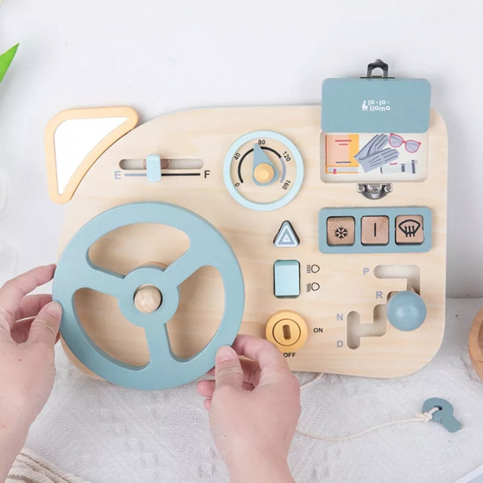 Placa Senzoriala Busy Board cu volan, activitatile unui sofer, multicolor [3]