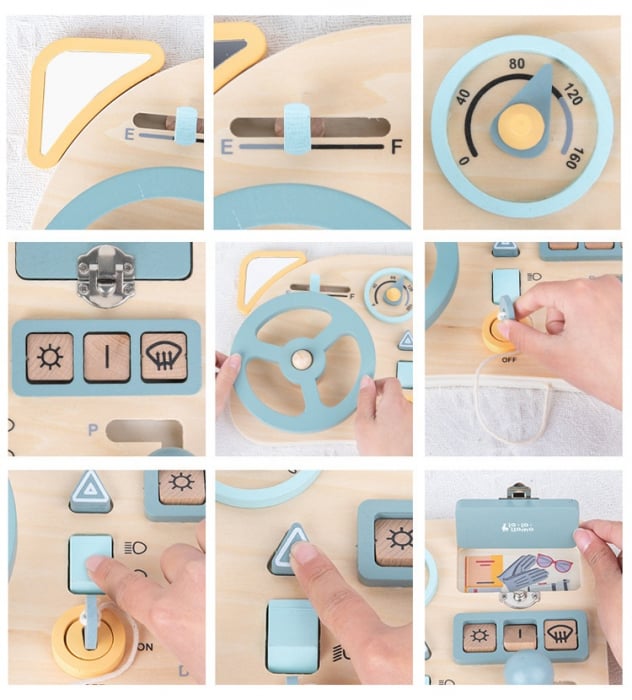 Placa Senzoriala Busy Board cu volan, activitatile unui sofer, multicolor [7]