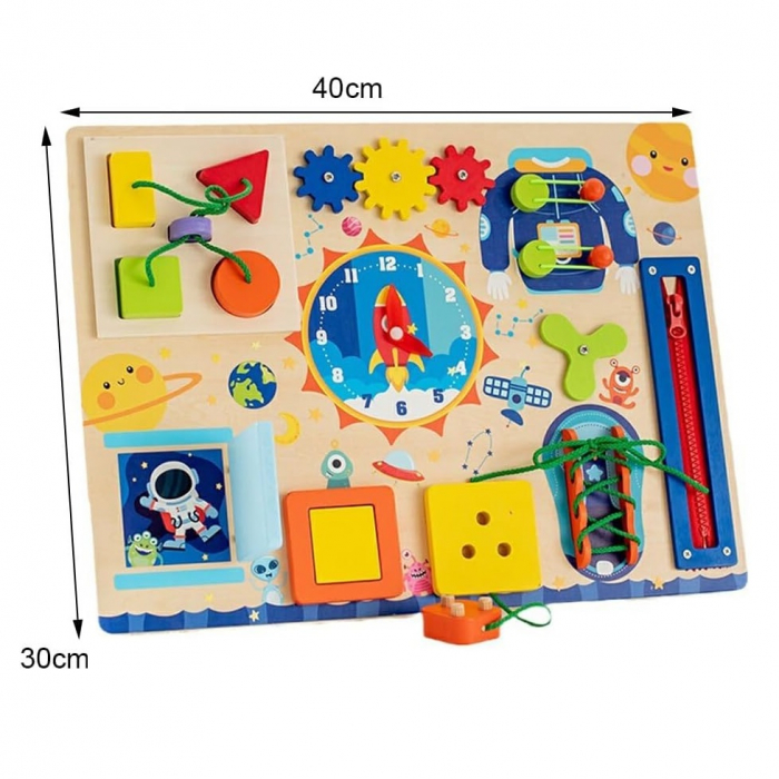 Placa Senzoriala Montessori Activitati Uzuale, Busy Board Racheta [5]