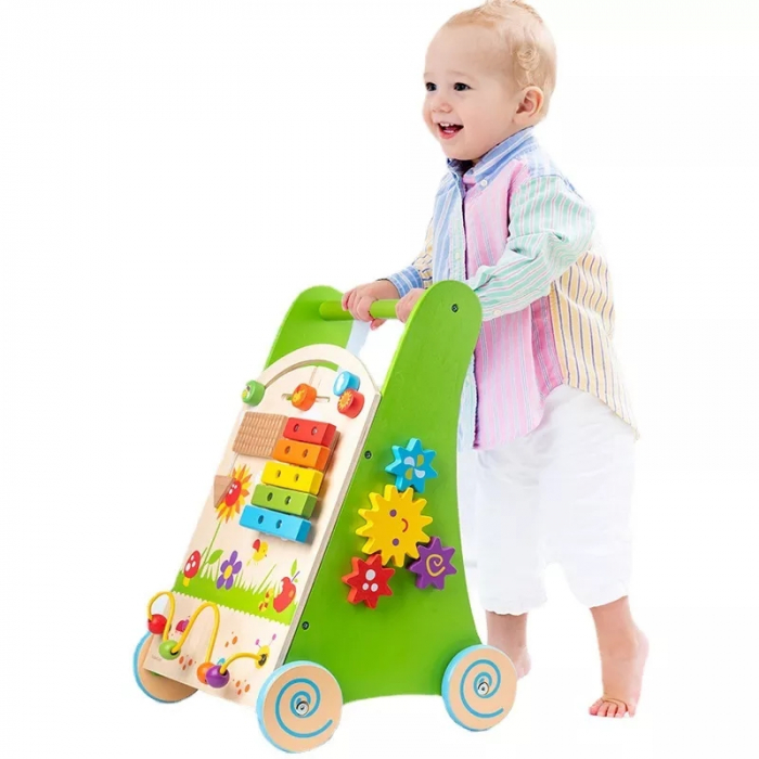 Premergator din lemn cu activitati Montessori 2 in 1, multicolor [3]