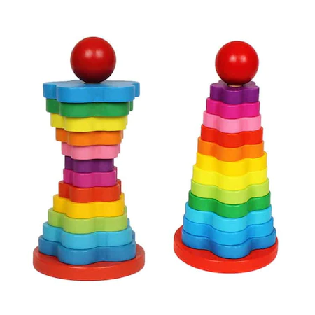 Turn din lemn Montessori de stivuire Rainbow Tower [4]