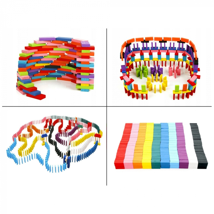 Joc din lemn, Domino cu piese colorate, 600 piese [4]