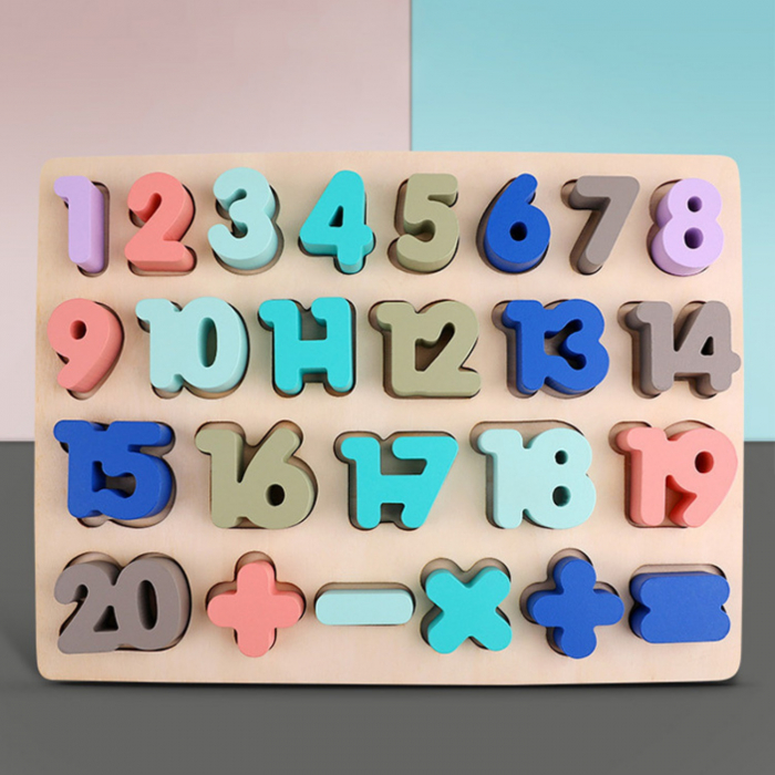 Puzzle din lemn 3D cifre, 25 piese, multicolor [2]