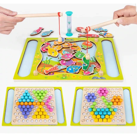 Joc Montessori de dexteritate si pescuit Fishing Beads, multicolor [4]