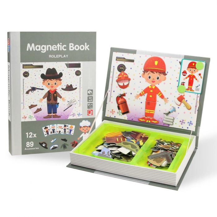 Joc educativ Carte magnetica Meserii Role Play, 101 piese, gri [5]