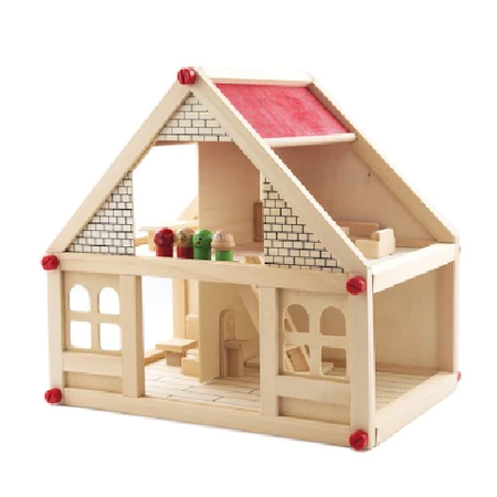 Casuta din lemn pentru papusi - lemn natur, cu mobilier si figurine [4]