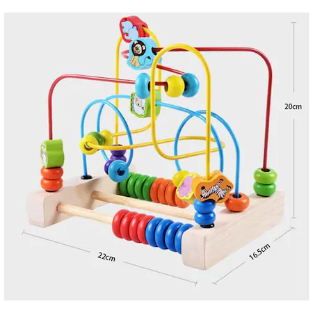 Jucarie motrica Montessori labirint cu bile, abac si animale [4]