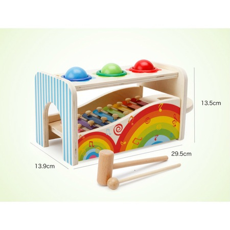 Jucarie din lemn, Xilofon cu bile si ciocan [3]