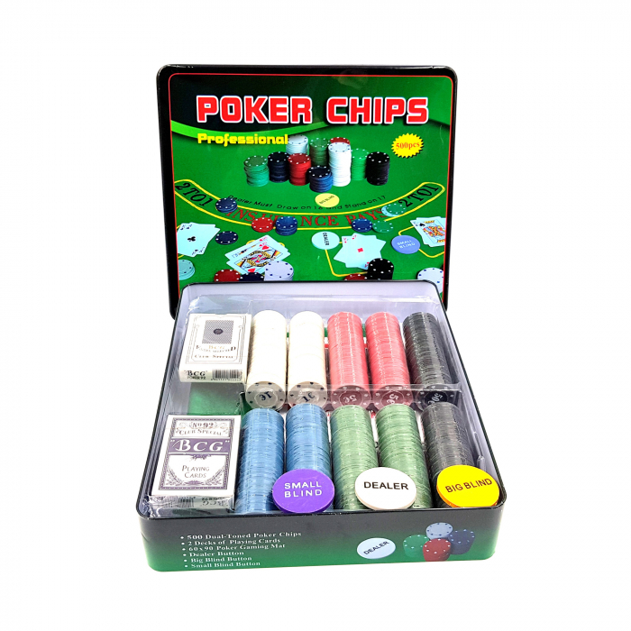 Set poker in cutie metalica DAR, 500 jetoane, Multicolor, 35 x 25 x 10 cm [1]
