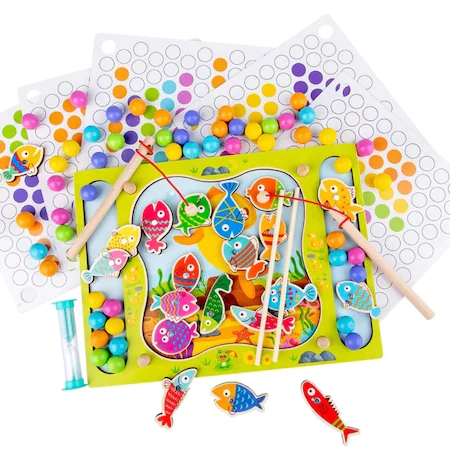 Joc Montessori de dexteritate si pescuit Fishing Beads, multicolor [2]