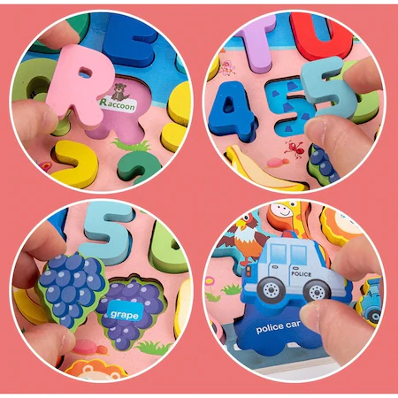 Joc educativ Montessori Puzzle 3D si Pescuit Magnetic, lemn, 88 piese [4]