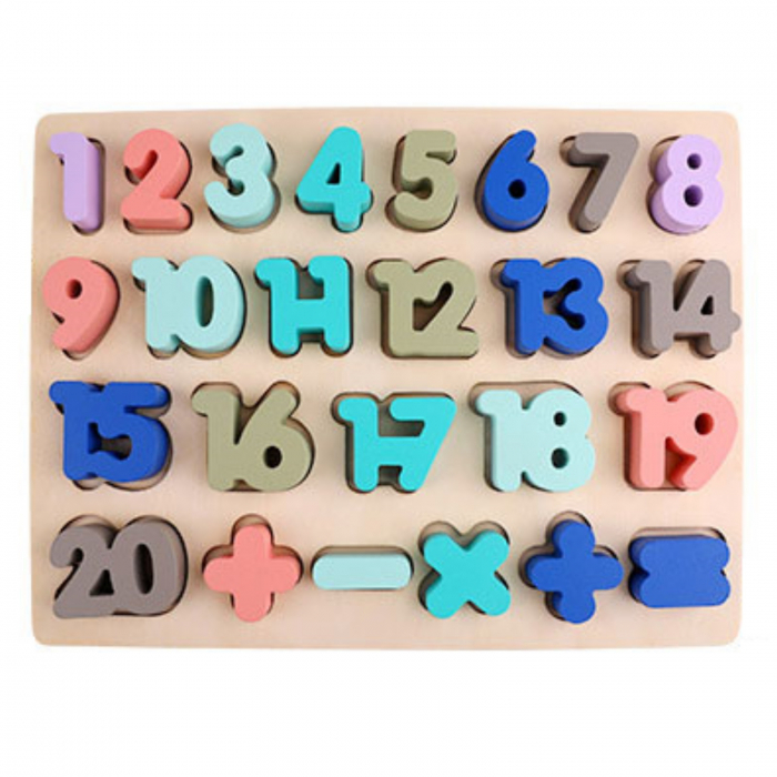 Puzzle din lemn 3D cifre, 25 piese, multicolor [1]