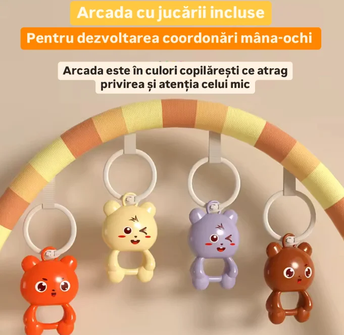 Saltea de joaca pentru bebelusi cu pian detasabil Jungla, muzica si lumini, galben [2]