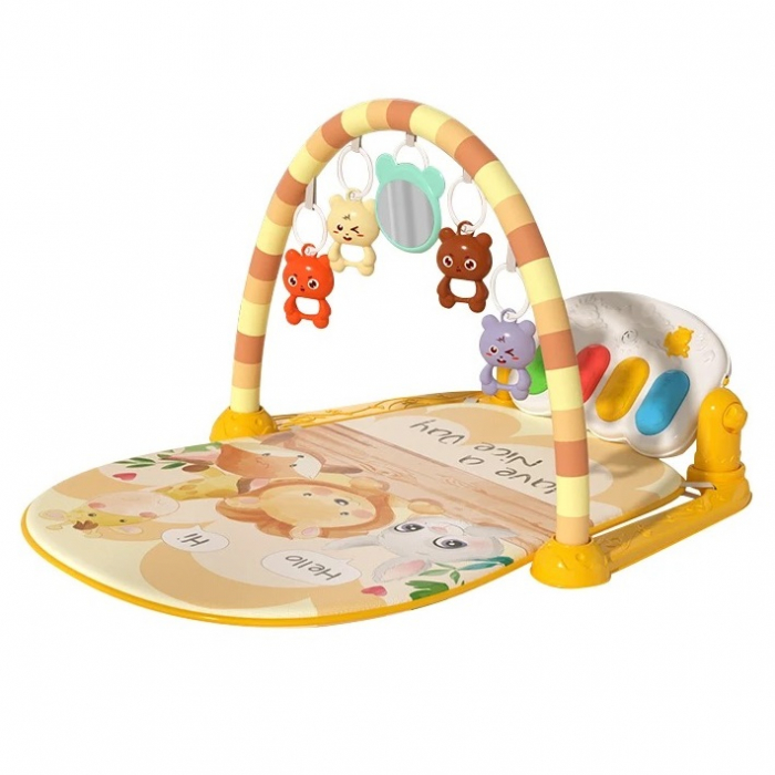 Saltea de joaca pentru bebelusi cu pian detasabil Jungla, muzica si lumini, galben [1]