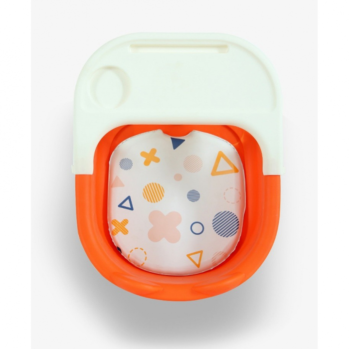 Scaun de Masa pentru Copii 2 in 1, Tavita Detasabila, Spatar Ergonomic, +6 Luni, Portocaliu [3]