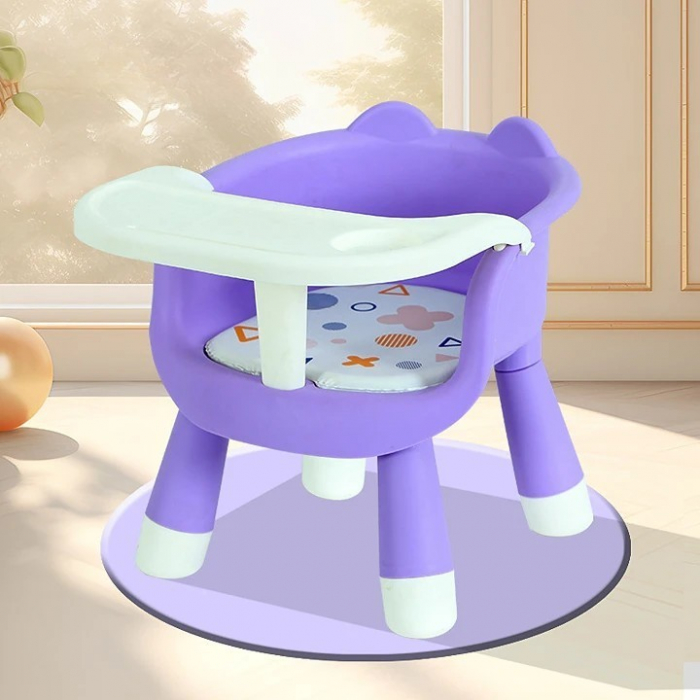 Scaun de Masa pentru Copii 2 in 1, Tavita Detasabila, Spatar Ergonomic, +6 Luni, Mov [2]