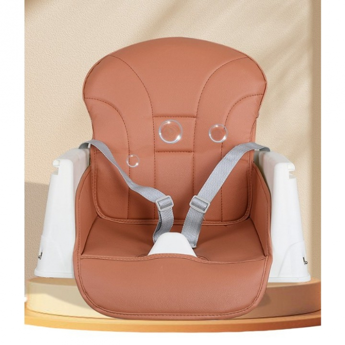 Scaun de Masa Pliabil 3 in 1 Multifunctional, Masuta si Husa Detasabile, Roti, Centura de Siguranta, Ajustare Inaltime, Maro [3]