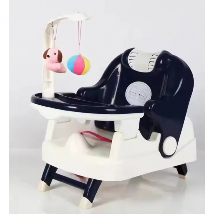 Scaun pentru Copii si Bebelusi 2 in 1, Servit Masa si pentru Baie, Pliabil, Portabil, din Plastic, Spatar Reglabil, 58 x 39 x 45 cm, Albastru [4]
