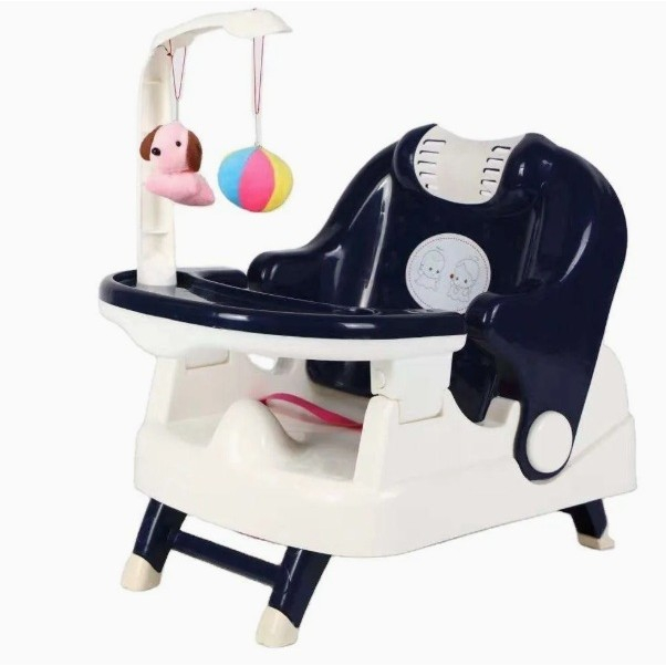 Scaun pentru Copii si Bebelusi 2 in 1, Servit Masa si pentru Baie, Pliabil, Portabil, din Plastic, Spatar Reglabil, 58 x 39 x 45 cm, Albastru [1]