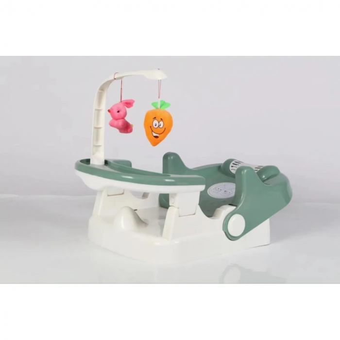 Scaun pentru Copii si Bebelusi 2 in 1, Servit Masa si pentru Baie, Pliabil, Portabil, din Plastic, Spatar Reglabil, 58 x 39 x 45 cm, Verde [4]