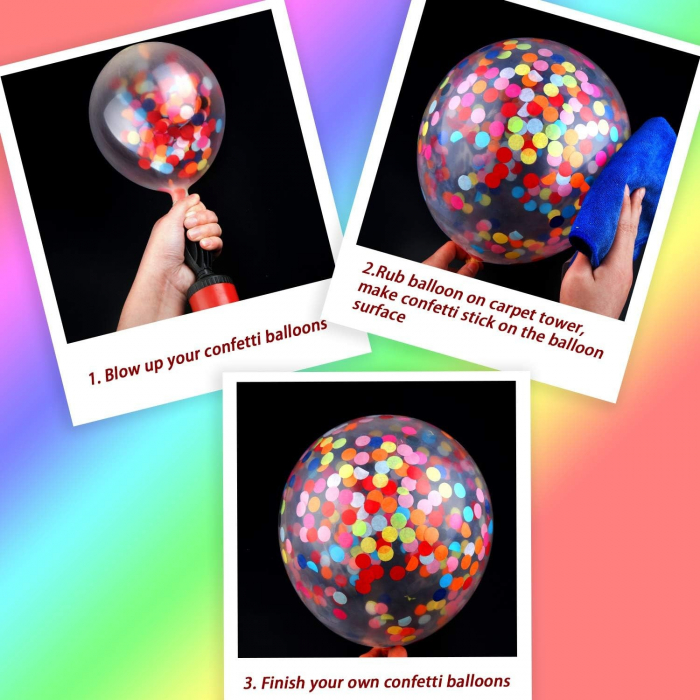 Set 10 Baloane din Latex,  Model Party Confetti, 30 cm, Multicolore, 2.8 g [6]