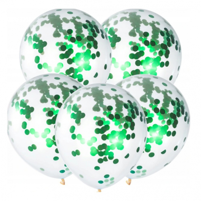 Set 10 Baloane din Latex, Model Party Confetti, 5 x Confetti, 5 x Turcoaz, 25 cm, 2.2g [4]