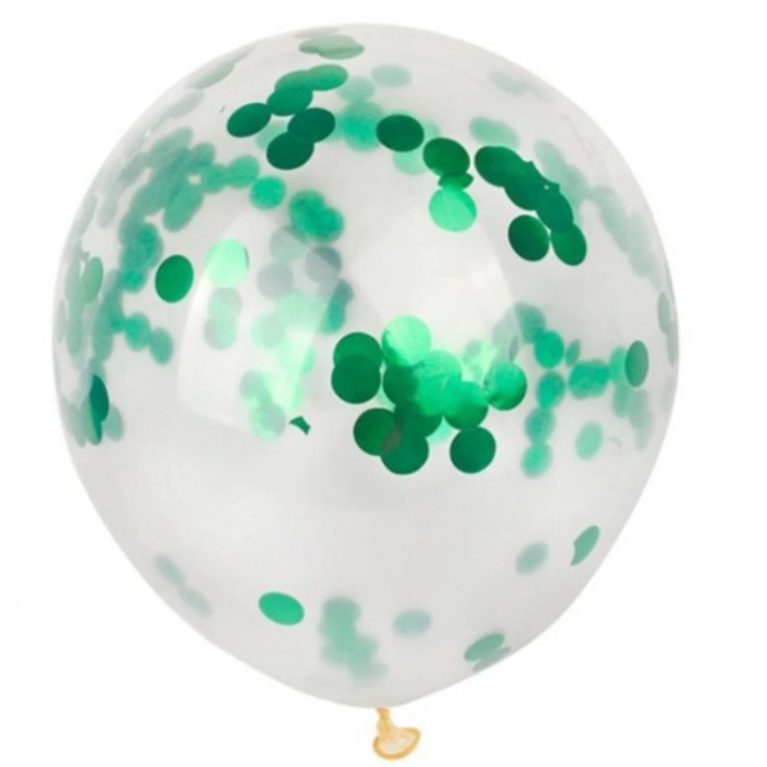 Set 10 Baloane din Latex, Model Party Confetti, 5 x Confetti, 5 x Turcoaz, 25 cm, 2.2g [3]